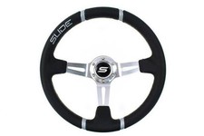 Volante sportivo per DRIFT KJS motorsport 350mm offset:90mm Pelle Argento