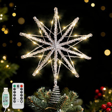 Stella Cima per Albero Di Natale 20 LED, 13.8 Pollice Stella a 10 Punte in Resin