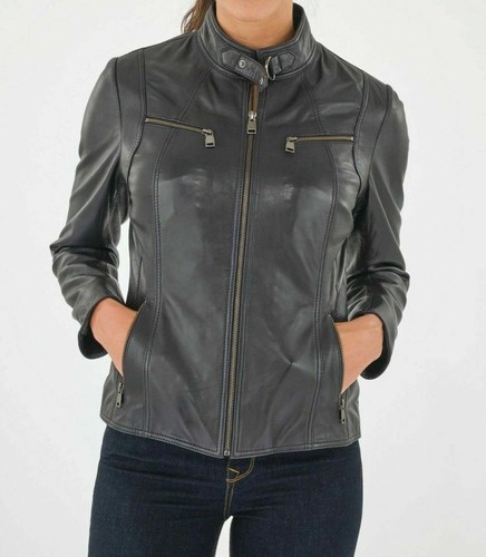 Giacca pelle nera per donna - in,