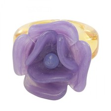 Anello CHANEL Camelia resina viola giallo usato misura USA #6,5 donna