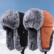 Uomo Falsa Pelliccia Colbacco Stile Russo Caldo Orecchio Pattina Tappo Inverno
