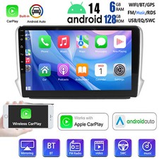 Autoradio 6+128G Carplay Android14 GPS NAVI per Peugeot 208/2008 2012-18 BT RDS