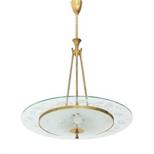 Brass and Glass Chandelier