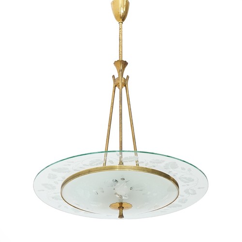 Lampadario ottone vetro - lampadario,