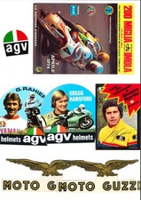 Set 7 adesivi MOTOCICLISMO MOTORCYCLING MOTO GUZZI AGV HELMETS GIACOMO AGOSTINI