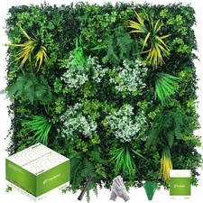 Greenery Wall Panels 20"x20"(12pcs), Artificial Grass Wall Decor Backdrop, UV...