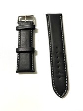 CINTURINO PER OROLOGIO IN PELLE NERO CON CUCITURA BIANCA 24mm 26mm