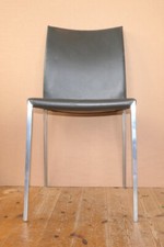 Sedia Zanotta modello "LIA" design Roberto Barbieri pelle alluminio h. 83,0 cm