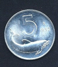5 Lire 1952 da rotolino in FDC