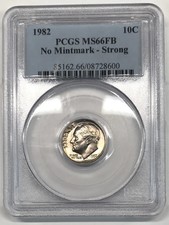 1982 No P Mintmark, Strong Strike/Rims Roosevelt Dime PCGS MS-66 FB - FS-501