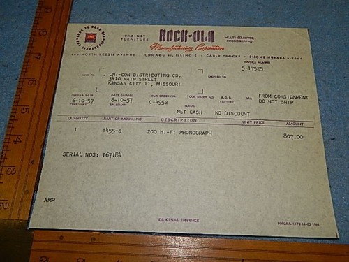 Rock ola 1455 - fattura, #