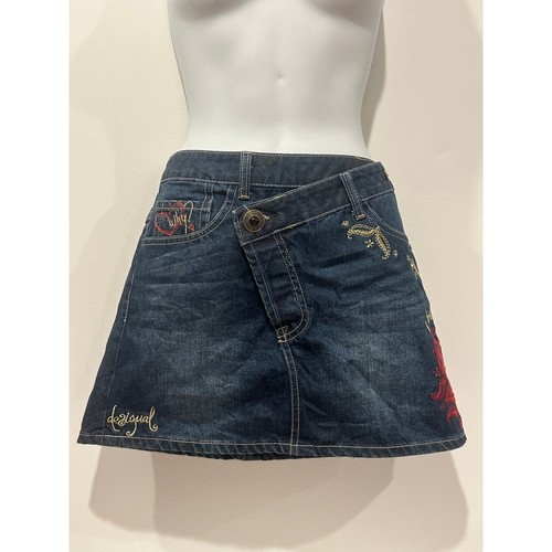 Minigonna denim ricamata