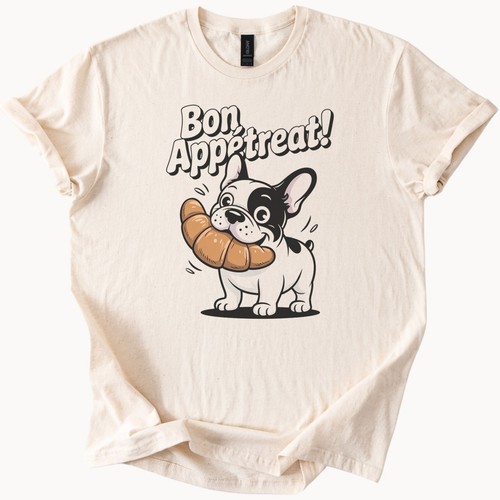 Frenchie croissant tee - frenchie, bon