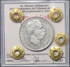 Regno d'italia Umberto I 1 Lira 1887 qSPL monete italiane Argento periziata