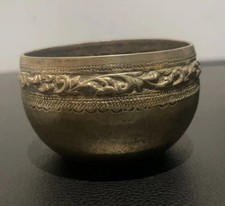 Antica ciotola offerta argento siamese tailandese marcata