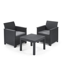 SET DA GIARDINO KETER "EMMA BALCONY" CON 2 POLTRONE E TAVOLO, COLORE GRAFITE ...