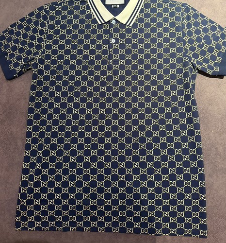 Polo gucci logo blu beige - polo,