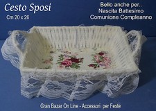 CESTO ROSE AVORIO in STOFFA