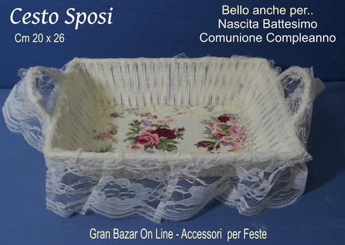 Cesto rose avorio stoffa - rose,