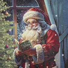 Pannello Gobelin Babbo Natale Blu 45x45 Cm 7081