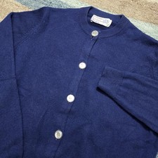 Cardigan vintage Ballantyne 100% cashmere made in Scotland blu navy 