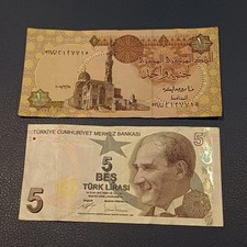 Vecchie Banconote Estere Egitto E Turchia Buona Conservazione Lotto 132
