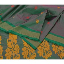 Sari indiani verdi vintage sanscriti arte tessuto seta premium tessuto...