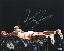 Foto basket autografata Dennis Rodman Chicago Bulls 11x14 PIA COA firmata