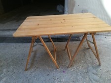 SCRIVANIA IN LEGNO, PIANO TAVOLO SU CAVALLETTI