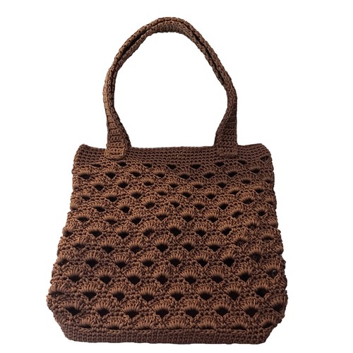 Borsa uncinetto marrone fatta - uncinetto,