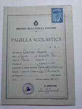 Pagella Scolastica Con Francobollo Pro Vittime Politiche Gen. S.Simoni