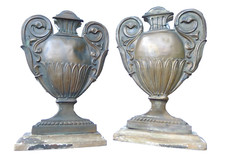 COPPIA  ANTICHI VASI PORTAPALME ARREDO SACRO IDEA ARREDO ELEMENTO DECORO  1700