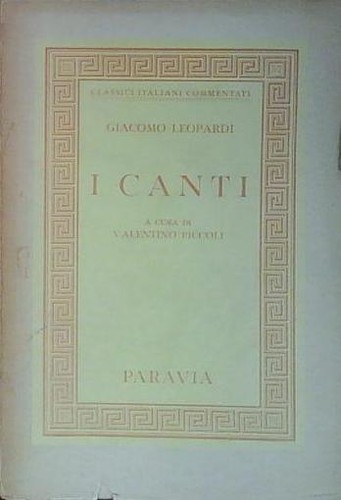 Leopardi canti paravia - i,
