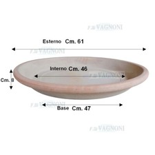 Sottovaso rotondo circolare cm61 in terracotta toscana per vaso ciotola giardino