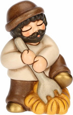 , Uomo Con Forcone E Fieno in Ceramica Di Alta Qualità, Collezione Presepe Class