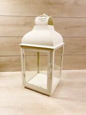 Lanterna Grande Portacandele In Metallo Shabby Chic Bianco Caldo 24,5x24,5x53cm