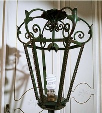 Lampione Antico 800 Liberty Lampada Terra Piantana FERRO BATTUTO FORGIATO