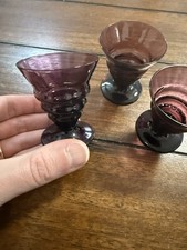 Occhiali cordiali Royal Leerdam ametista, bicchieri con piedini ottici in velluto a coste anni '20