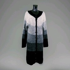 MADE IN ITALY Cardigan Donna 3/4  In Maglia Lana/Mohair Blocco del Grigio tg S/M
