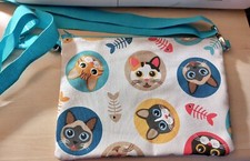 Borsa Donna ,Bambina ,tracolla Regolabile, Handmade ,gatti Colorati, Cotone