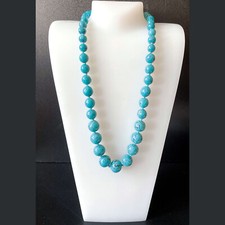 MURANO - Vintage Collana AVVENTURINA TURCHESE Perla Tonda Vetro - GLASS NECKLACE