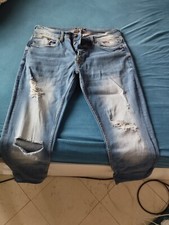 Jeans Uomo denim blu strappati