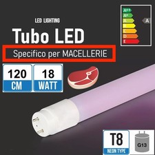 X 2 NEON TUBO LED T8 G13 18W ROSA MACELLERIE SKU6323 VT-1228 120 CM CARNI BANCHI