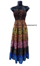 Vintage Seta Abito Vita Alta Leggero senza Maniche Maxi Abito Cinghia Regolabile