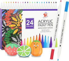 Pennarelli Acrilici per Dipingere Sassi, 24 Colori Pennarello Acrilico, Pennarel