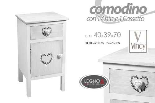 Comodino anta cassetto shabby - comodino,