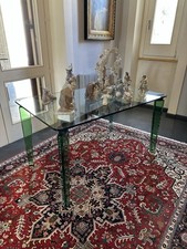 Elegante Tavolo in Cristallo con Gambe in Cristallo Verde - Pezzo di Design