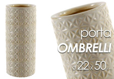 PORTA OMBRELLI CERAMICA ANTICATO STILE ARTISTICO TONDO VINTAGE BEIGE 50*22CM