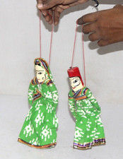 Coppia Di Marionette In Legno