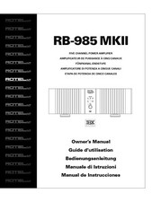 Rotel RB-985Mk2 Amplificatore Manuale del proprietario